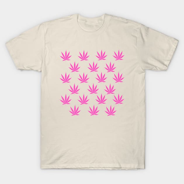 Pink cannabis leafs T-Shirt by ogfx